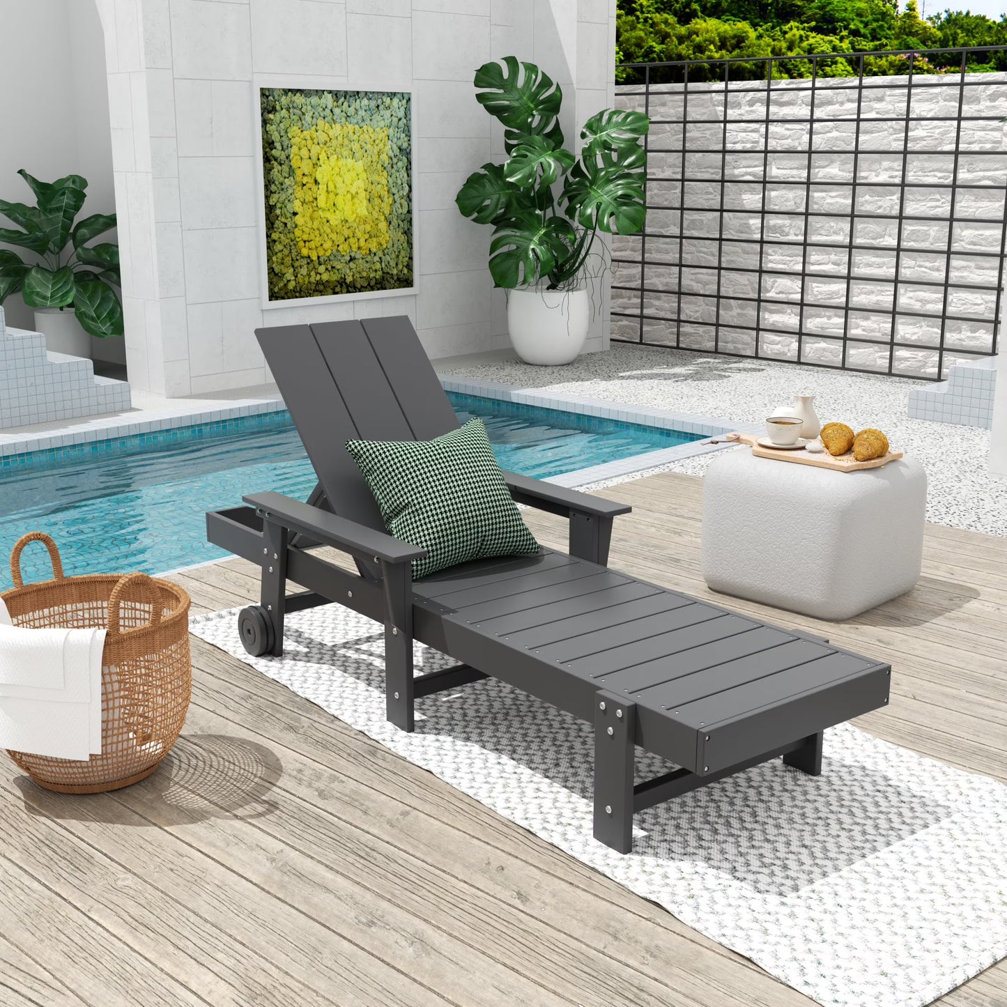 WestinTrends Shoreside Poly Reclining Chaise Lounge for Outdoor, Patio, Garden, Orange