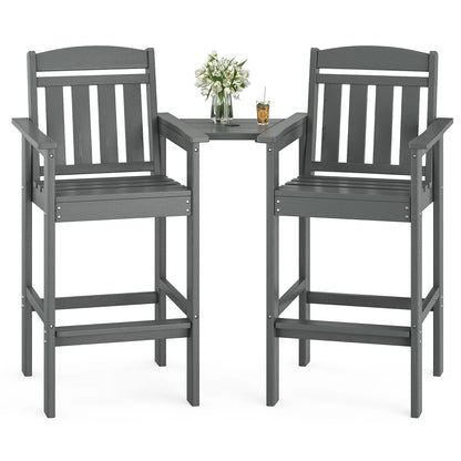 STARY Tall Adirondack Chairs Set of 2, HDPE Adirondack Bar Stools with Connecting Tray, Bar Height Adirondack Chair Patio Barstool, Ideal All Weather Tall Patio Chair for Balcony, Poolside, Backyard