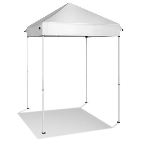 ZIRAV 5x5 Pop Up Canopy Tent, Ez Up Outdoor Canopy Tent Instant Shelter with Carry Bag Straight Legs Patio Balcony Porch Backyard Garden,White