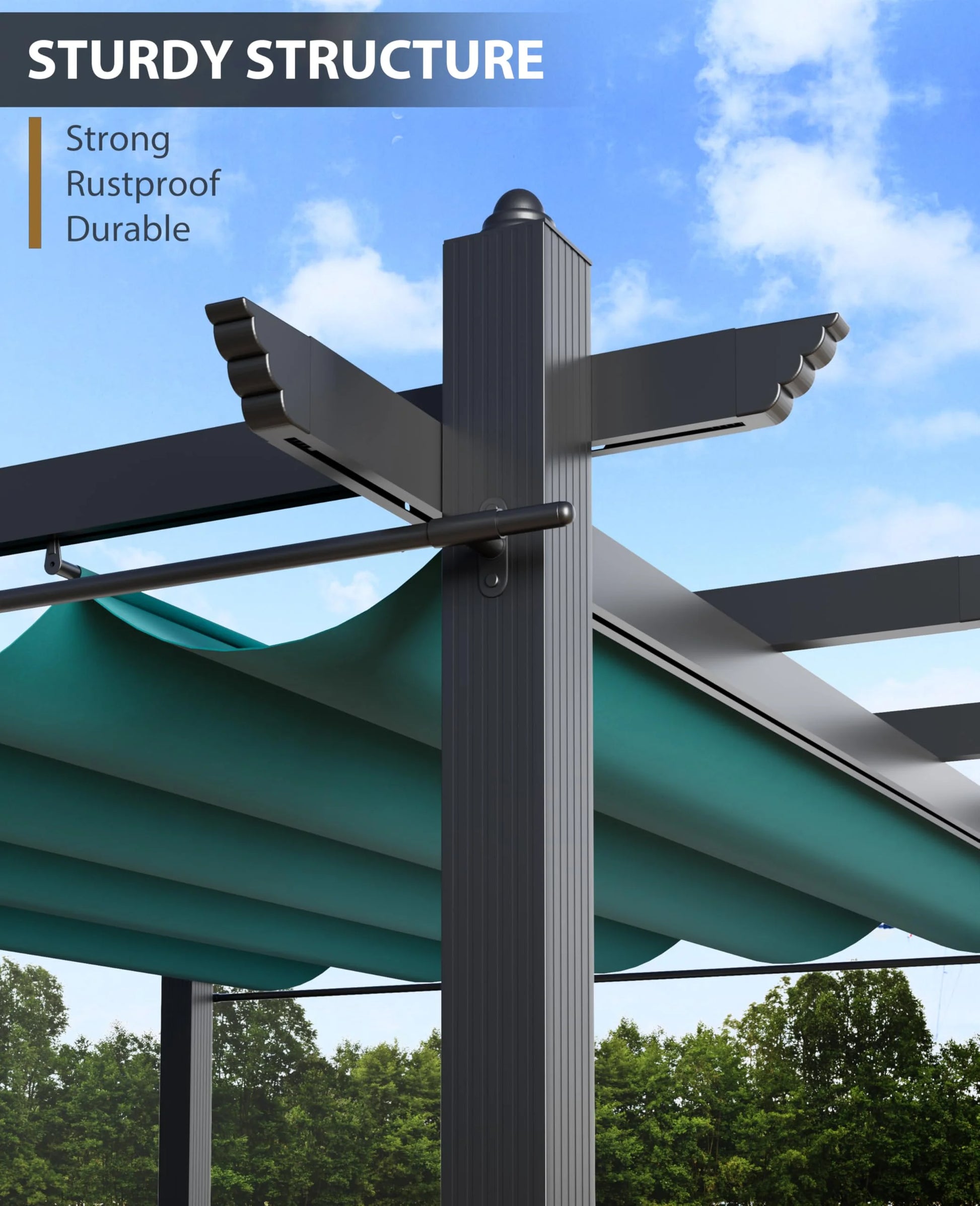Outdoor Retractable Pergola with Sun Shade Canopy, 10' X 10'/10' X 13' Patio Metal Shelter for Garden Porch Beach Pavilion Grill Gazebo, Modern Yard Grape Trellis Pergola
