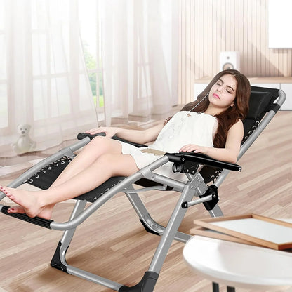 Slsy Upgrade Zero Gravity Chair, Folding Portable Reclining Lounge Chair with Removable Cushion, Armrest Mat, Headrest, Reclining Patio Lounger Chair for Indoor,Outdoor