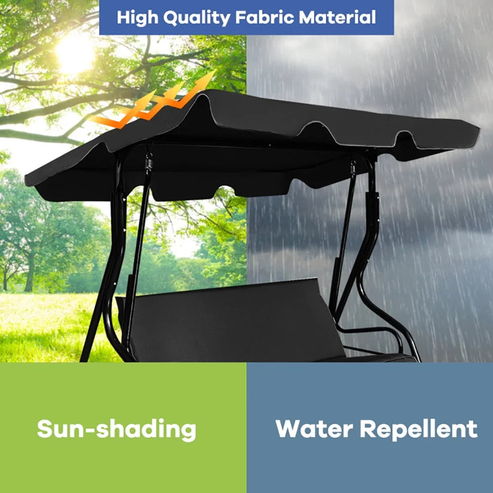 GVN Steel Porch Swing Hanging Bench Patio Canopy Porch Swings, Black