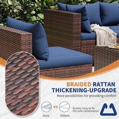 UDPATIO Patio Furniture Sets, Modular Rattan Outdoor Patio Sectional Furniture Sofa Set, Wicker Patio Conversation Set for Backyard,9PCS