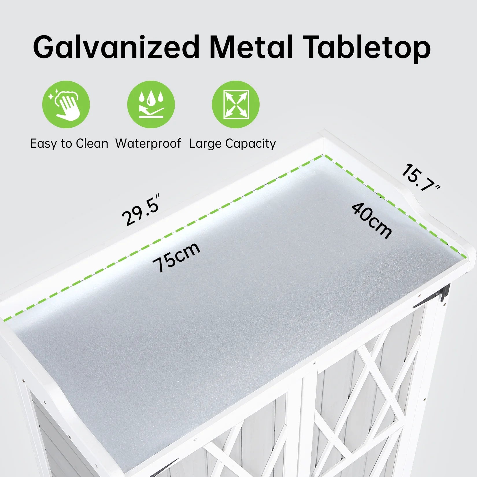 Outdoor Potting Bench - Wooden Storage Cabinets with Metal Tabletop Planting Work Benches with Adjustable Shelf Double Doors Garden Work Bench for Backyard Patio Lawn