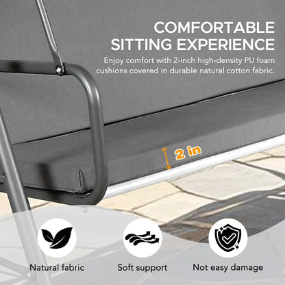 Made in Italy SUNJOY Outdoor Porch Swing, 2 Seat Patio Metal Swing with Adjustable Canopy