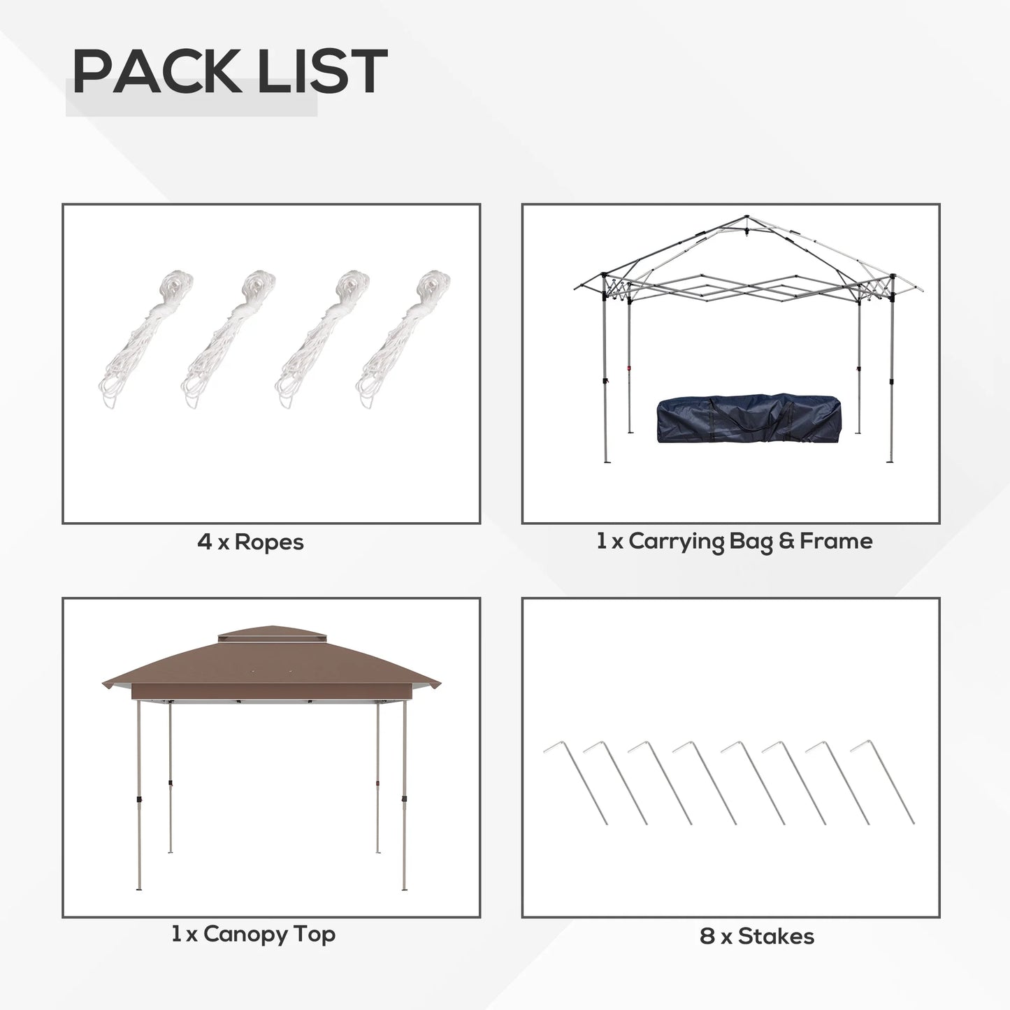 Outdoor Umbrellas Outsunny 12' x 12' Pop Up Canopy Tent with Netting and Carry Bag, Instant Sun Shelter with 137 sq.ft Shade, Tents for Parties, Height Adjustable, for Outdoor, Garden, Patio, Khaki,P