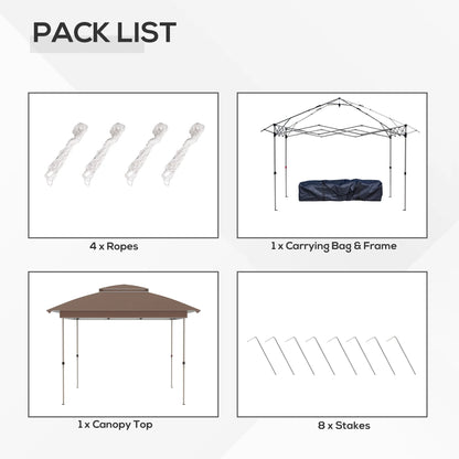 Outdoor Umbrellas Outsunny 12' x 12' Pop Up Canopy Tent with Netting and Carry Bag, Instant Sun Shelter with 137 sq.ft Shade, Tents for Parties, Height Adjustable, for Outdoor, Garden, Patio, Khaki,P