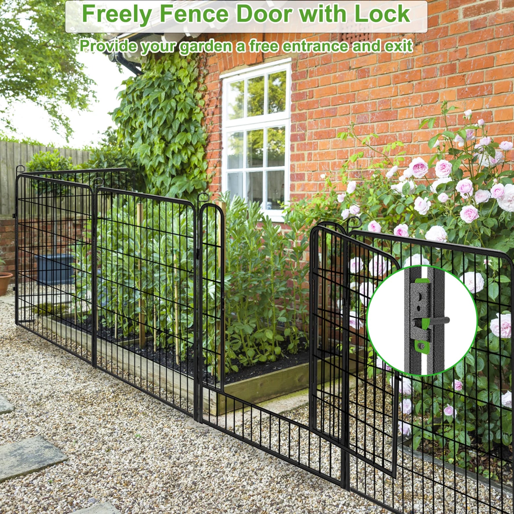 Jhsomdr Decorative Garden Fence 10 Panels Animal Barrier Fence 40" Height Metal No Dig Fence for Yard Patio