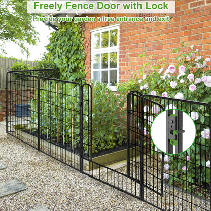 Jhsomdr Decorative Garden Fence 10 Panels Animal Barrier Fence 40" Height Metal No Dig Fence for Yard Patio