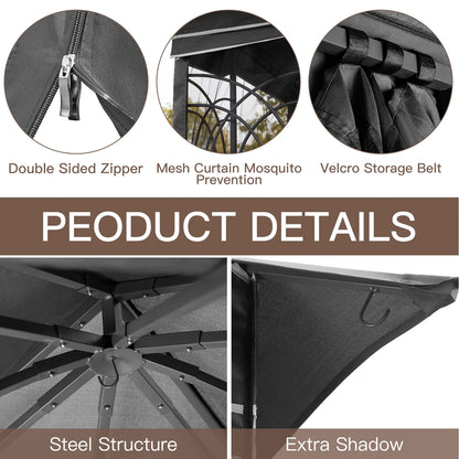 AVAWING 10x10 ft Outdoor Gazebo, Patio Double Soft-Top Canopy, Gray