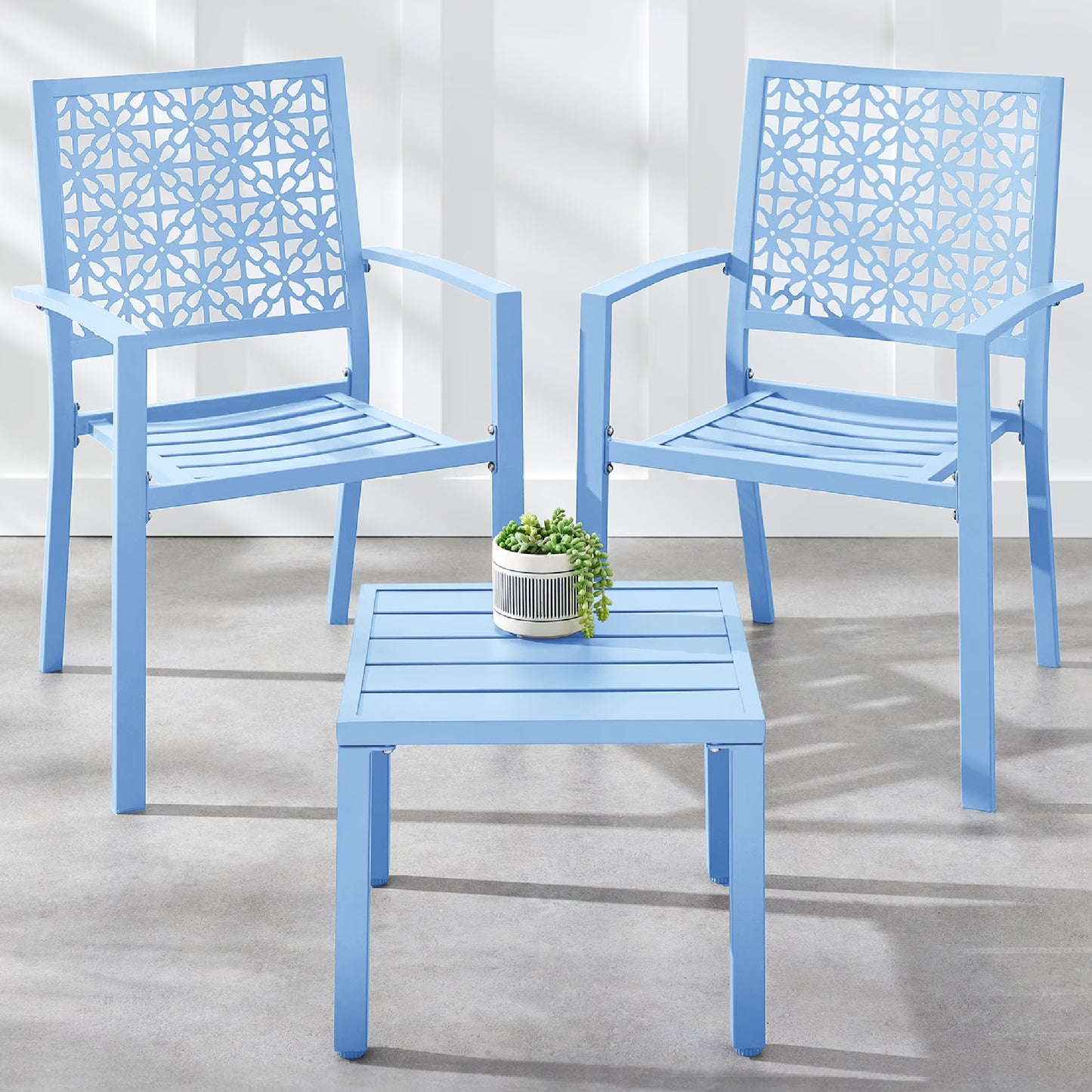 Best Choice Products 3-Piece Stackable Steel Outdoor Conversation Bistro Set, Patio Chat Furniture w/2 Chairs, Table- Black