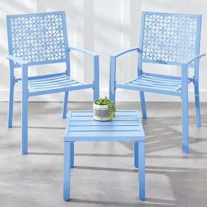 Best Choice Products 3-Piece Stackable Steel Outdoor Conversation Bistro Set, Patio Chat Furniture w/2 Chairs, Table- Black