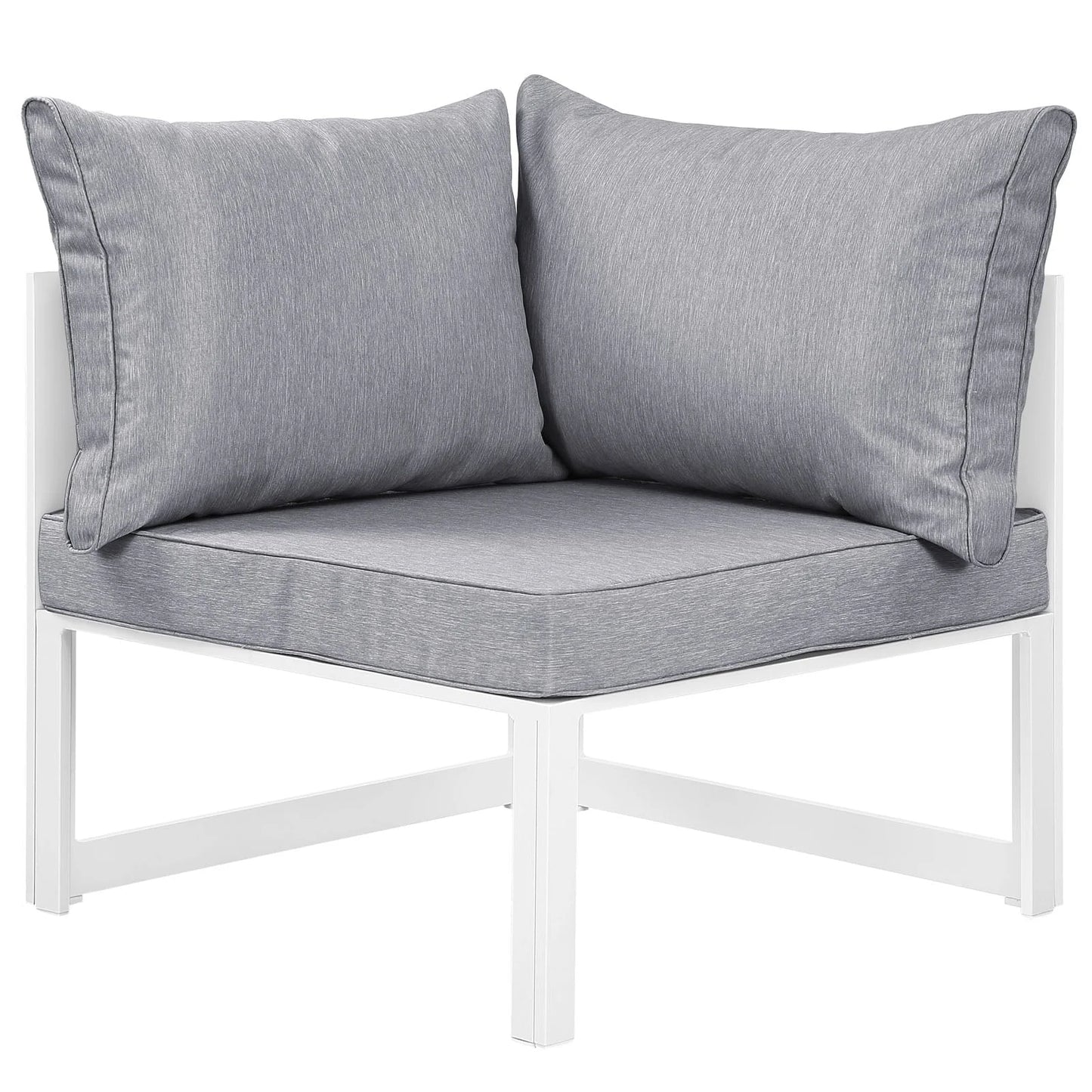 Modway Fortuna 7 Piece Outdoor Patio Sectional Sofa Set in White Gray