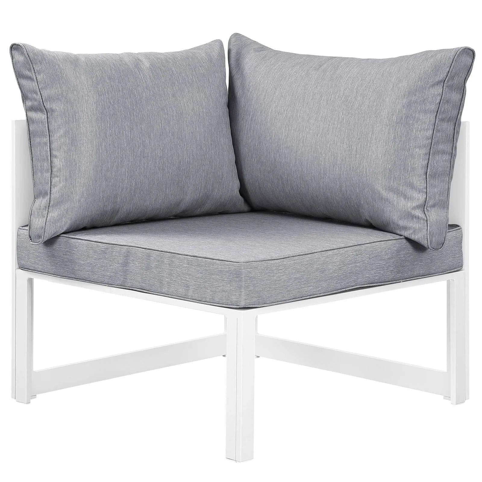 Modway Fortuna 7 Piece Outdoor Patio Sectional Sofa Set in White Gray
