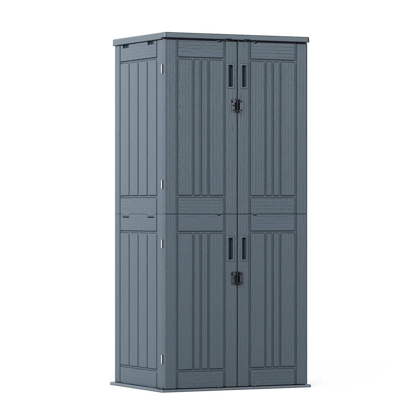 ZYJOYY 15 Cu.Ft Resin Outdoor Storage Shed with Floor & 2 Shelves, Lockable Waterproof Backyard Horizontal Cabinet for Patio, Garden Tools & Equipment,Sage Grey
