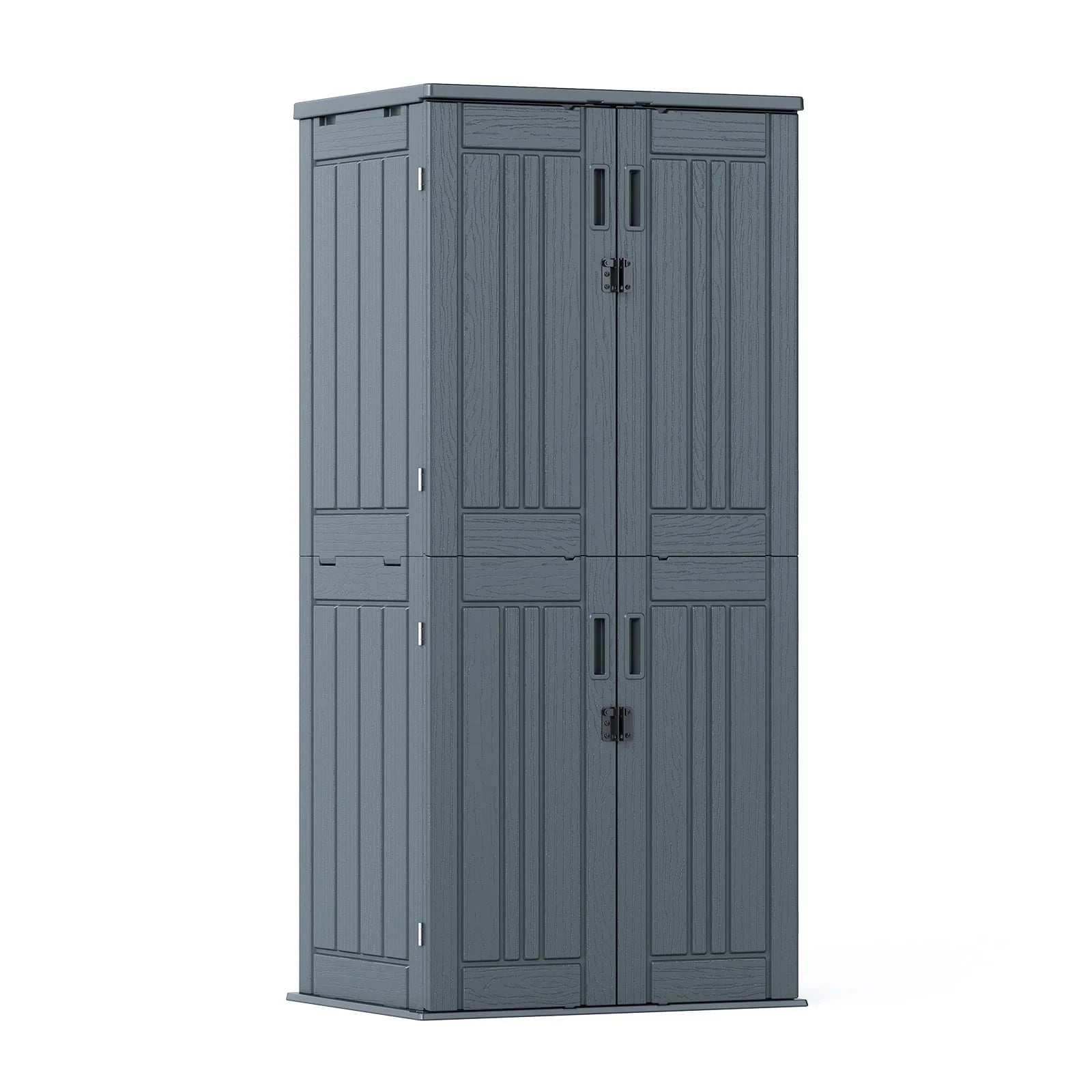 ZYJOYY 15 Cu.Ft Resin Outdoor Storage Shed with Floor & 2 Shelves, Lockable Waterproof Backyard Horizontal Cabinet for Patio, Garden Tools & Equipment,Sage Grey