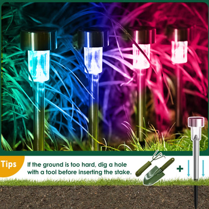 ROMUCHE 24PCS Solar Lights Outdoor Solar Garden Lights Solar Stake Lights Waterproof LED Lawn Light Seal Stainless Steel Solar Lights for Outside Pathway Garden Patio Christmas Decor(RGB)