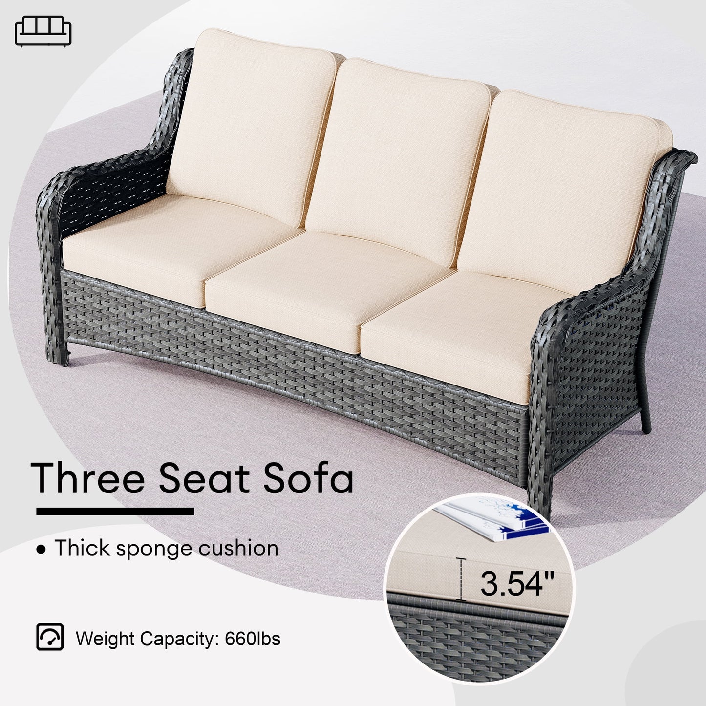 Ovios 8-Piece Wicker Outdoor Sectional Patio Set with Swivel Chairs and Loveseat, Gray