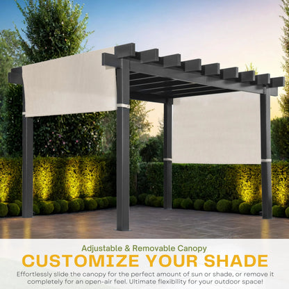 New Yard Outdoor Pergola with Adjustable Canopy, Heavy-Duty Aluminum Frame, Rustproof & Weather-Resistant, Modern Patio Shade for Gardens, Decks, and Backyard (10x16)