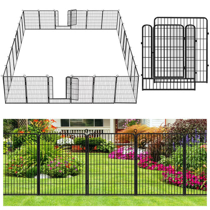 Jhsomdr Decorative Garden Fence 10 Panels Animal Barrier Fence 40" Height Metal No Dig Fence for Yard Patio