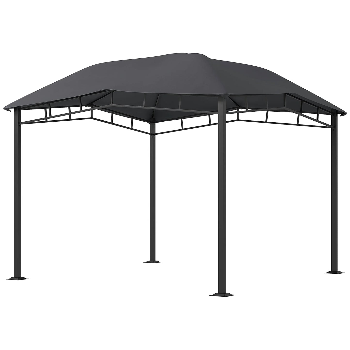 Outdoor Umbrellas Outsunny 10' x 10' Soft Top Patio Gazebo Outdoor Canopy with Unique Geometric Design Roof, All-weather Steel Frame, Gray,Patio Shades