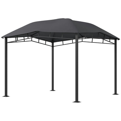 Outdoor Umbrellas Outsunny 10' x 10' Soft Top Patio Gazebo Outdoor Canopy with Unique Geometric Design Roof, All-weather Steel Frame, Gray,Patio Shades