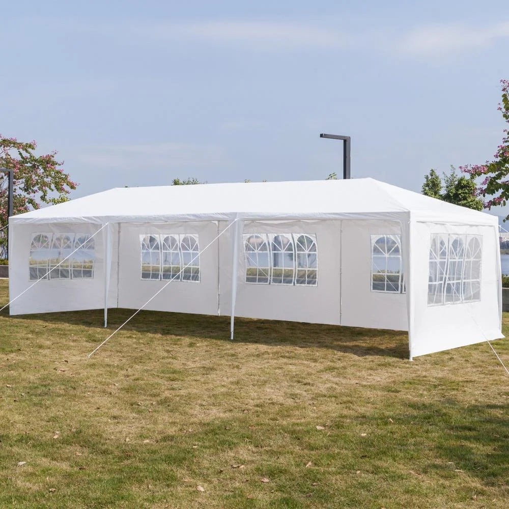 iTopRoad 10'x30' Canopy Tent Wedding Patio Tent w/5 Canopy Gazebo Pavilion White