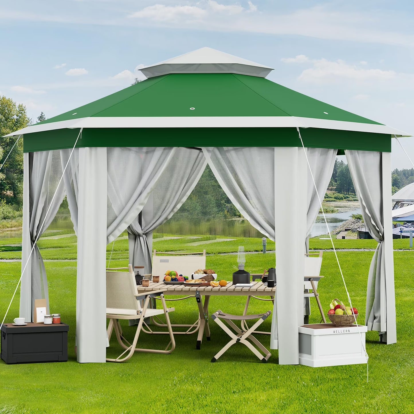 Accreate 13' X 13' Outdoor Patio Gazebo,Outdoor Canopy Tent with Mosquito Netting,Backyard Tent for Party, Wedding, Outdoor Dining, Patio, Backyard