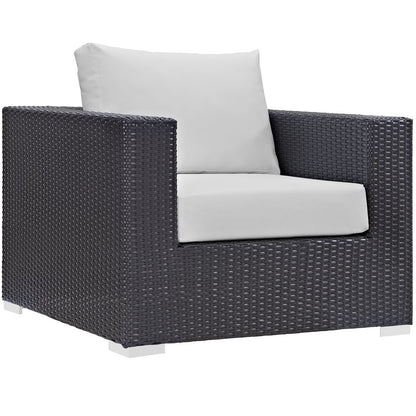 Modern Contemporary Urban Design Outdoor Patio Balcony Lounge Chair, Beige, Rattan