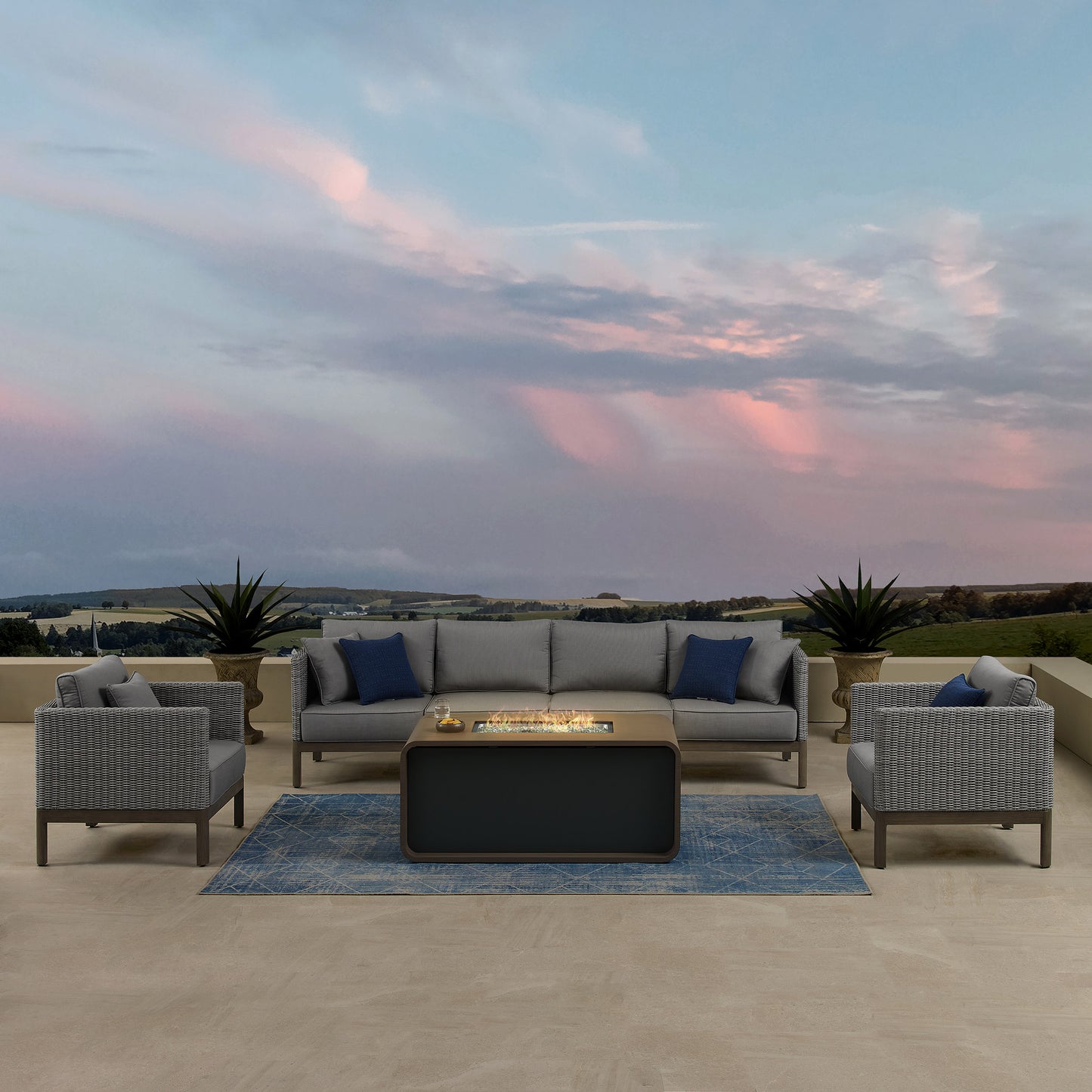 Sirio Palermo 5-piece Fire Outdoor Patio Seating Set