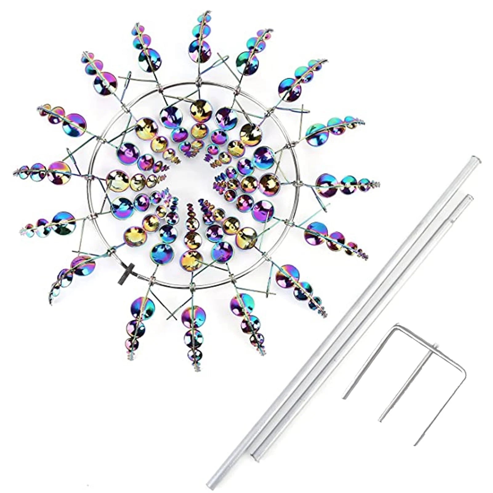 Limei Colorful Wind Spinner 39" Large Vertical Windmill Metal Sculpture Garden Decoration Lawn Ornaments Yard Art Decor Outdoor Pinwheel for Patio
