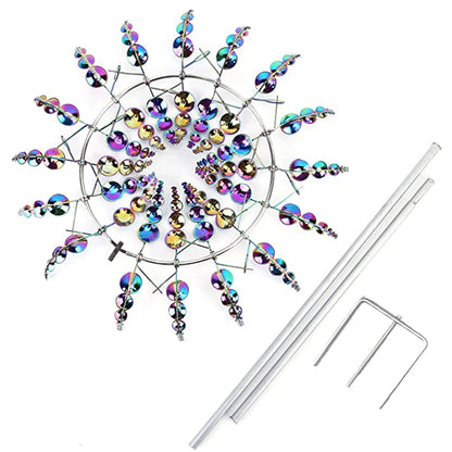 Limei Colorful Wind Spinner 39" Large Vertical Windmill Metal Sculpture Garden Decoration Lawn Ornaments Yard Art Decor Outdoor Pinwheel for Patio