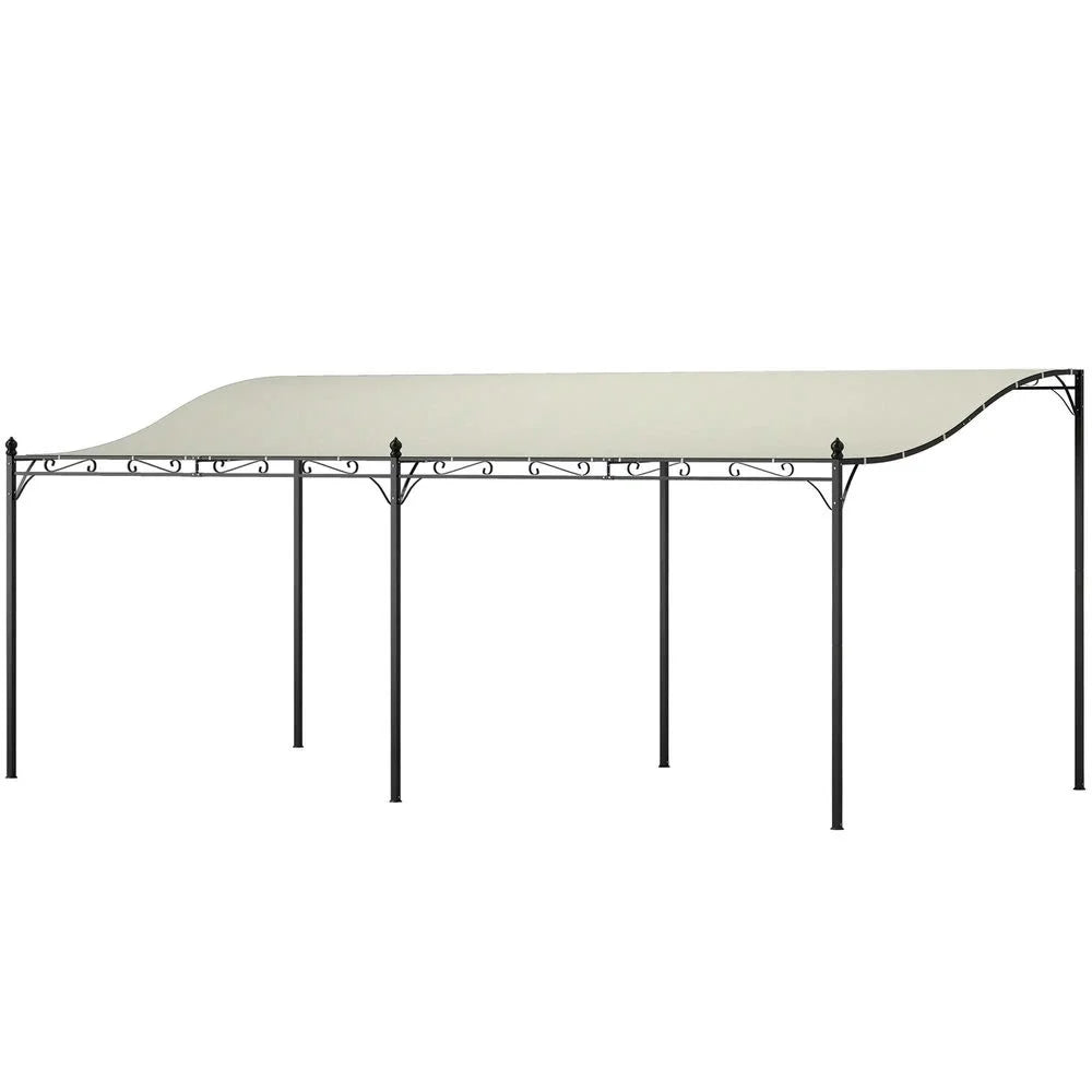 Topcobe 10' x 20' Wall-Mounted Outdoor Pergola Canopy, Metal Patio Canopy with Drainage Holes for Backyard Garden, Tents for Parties, Outdoor Canopy, Shade Canopy, Patio Canopy, Cream White