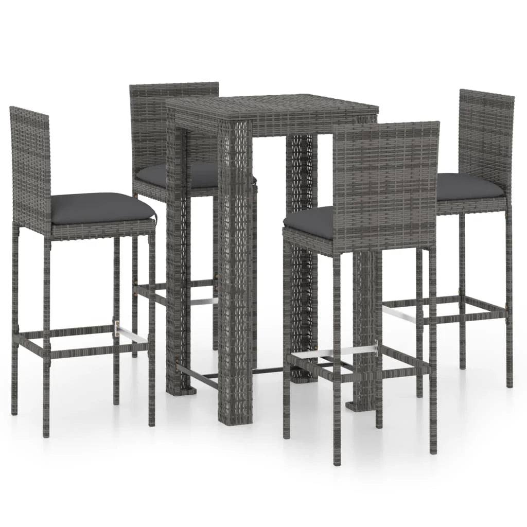 vidaXL Patio Bar Set Outdoor Bistro Set Bar Stool Bistro Table Poly Rattan