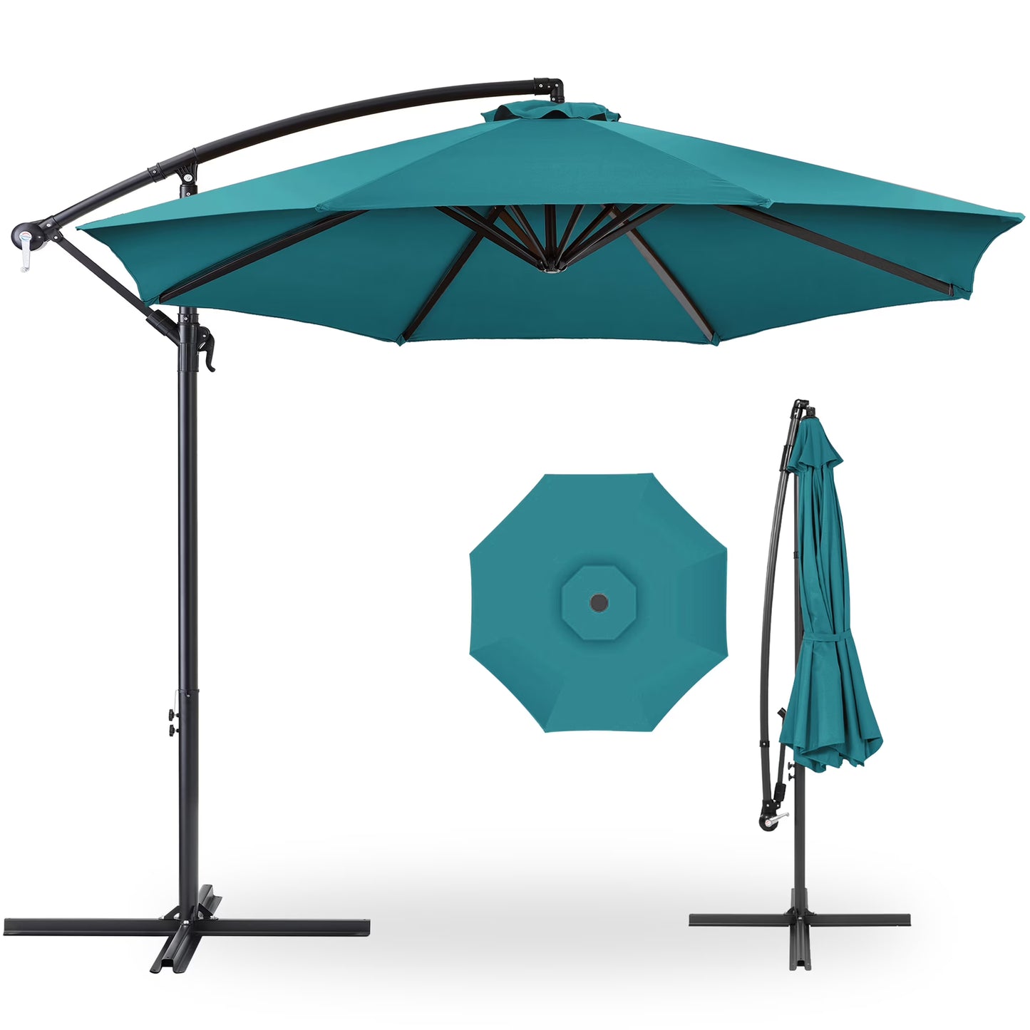 Best Choice Products 10ft Offset Hanging Outdoor Market Patio Umbrella w/Easy Tilt Adjustment - Tan