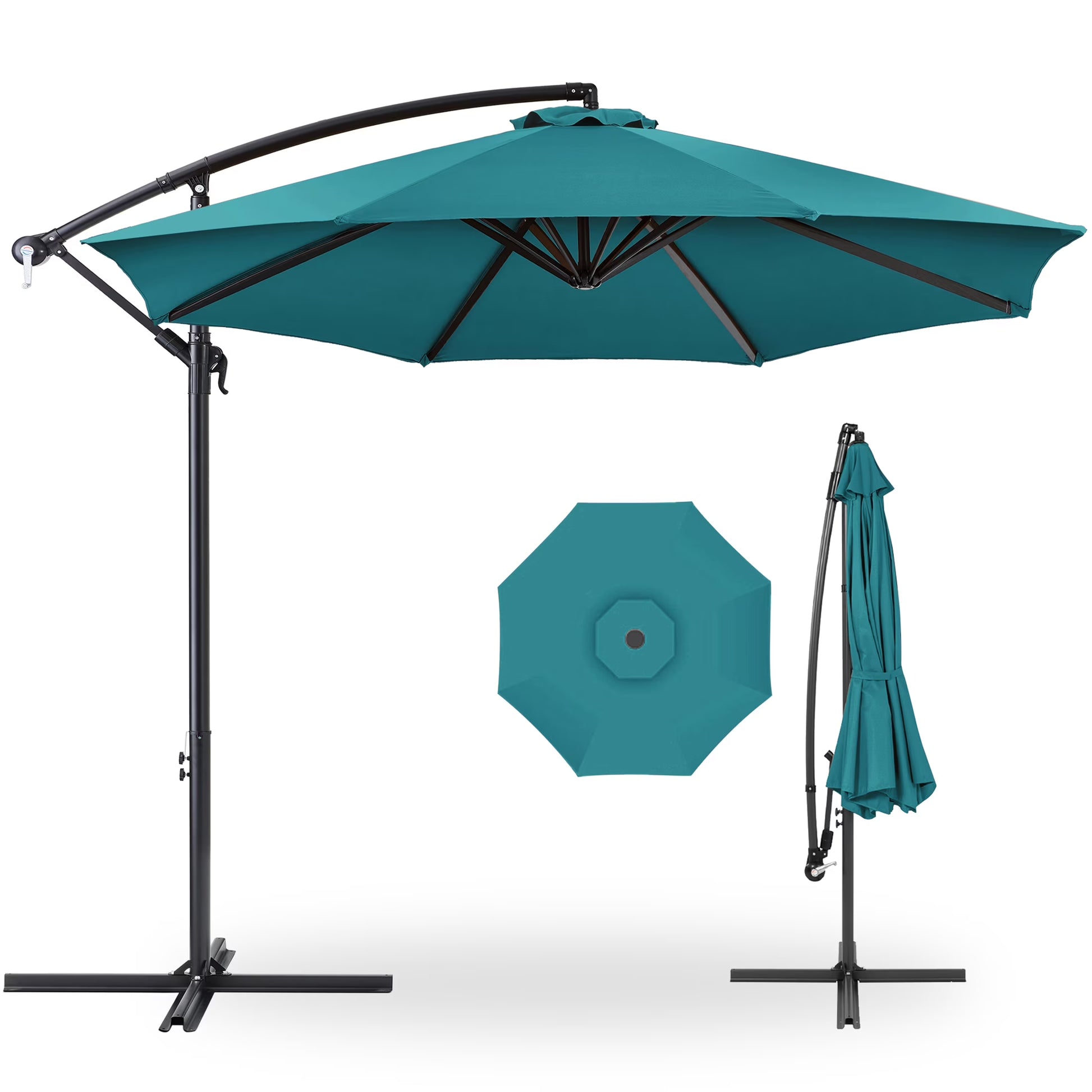 Best Choice Products 10ft Offset Hanging Outdoor Market Patio Umbrella w/Easy Tilt Adjustment - Tan