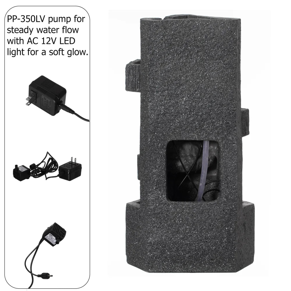 Gardenised Water Fountain with LED Light for Indoor and Outdoor Accent with Soothing Waterfall Sound Ideal for Home Office Patio Backyard Deck Porch Balcony and Tabletop Display, Modern Steps Flow
