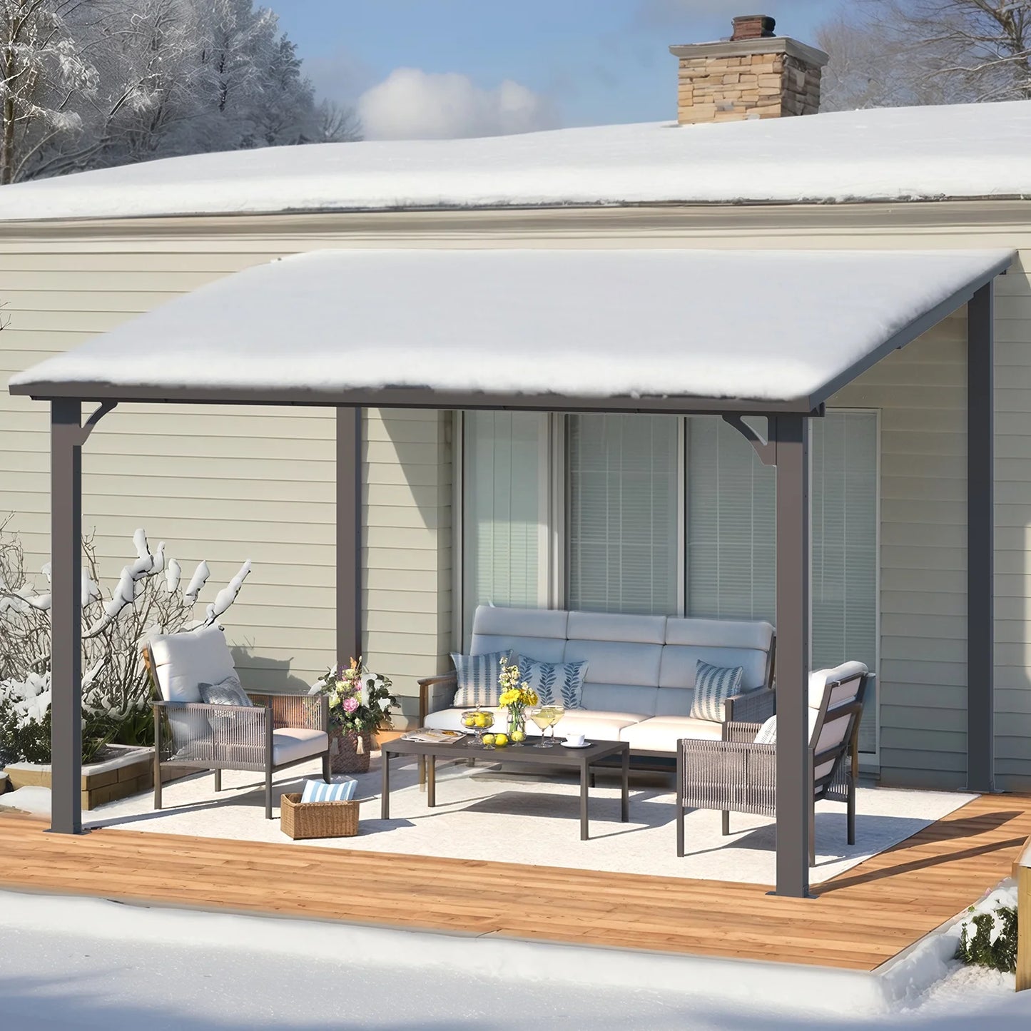 AECOJOY 10' x 12' Hardtop Gazebo, Heavy Duty Outdoor Gazebo with Galvanized Steel Sloping Roof, All Weatherproof Metal Gazebo Featuring Vertical Stripes for Patio, Backyard, and Lawns