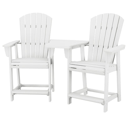 Polywood Portside 3-piece Outdoor Patio Shellback Counter Chair Set with Connecting Table