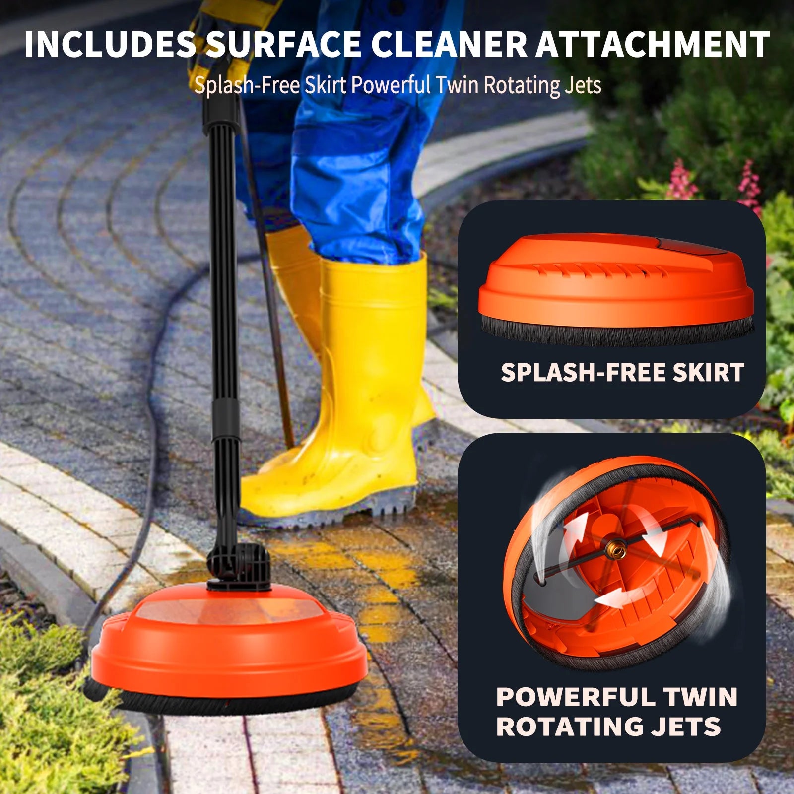 Furnibear 3800 PSI Electric Pressure Washer - Lightweight with Wheels, Easy to Assemble, Includes 5 Nozzles for Cars, Fences, Patios & Driveways