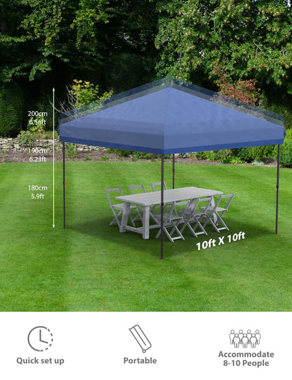 DSstyles 10x10 Ft Pop Up Canopy Tent Easy One Person Set-up, Instant Portable Shelter with 4 Stakes, 4 Ropes, 4 Sandbags for Patio, Outdoor Activities