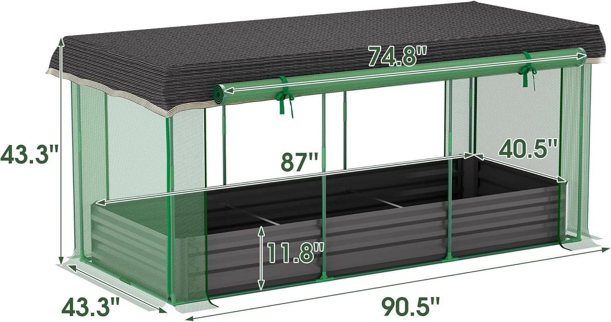 7.6' x 3.6' x 3.6' Galvanized Raised Garden Bed with Crop Cage, Plant Protection Tent with Zippered Doors, Sun Shade Cloth, Garden Netting for Vegetables, Fruit Cage for Patio, Yard, Lawn