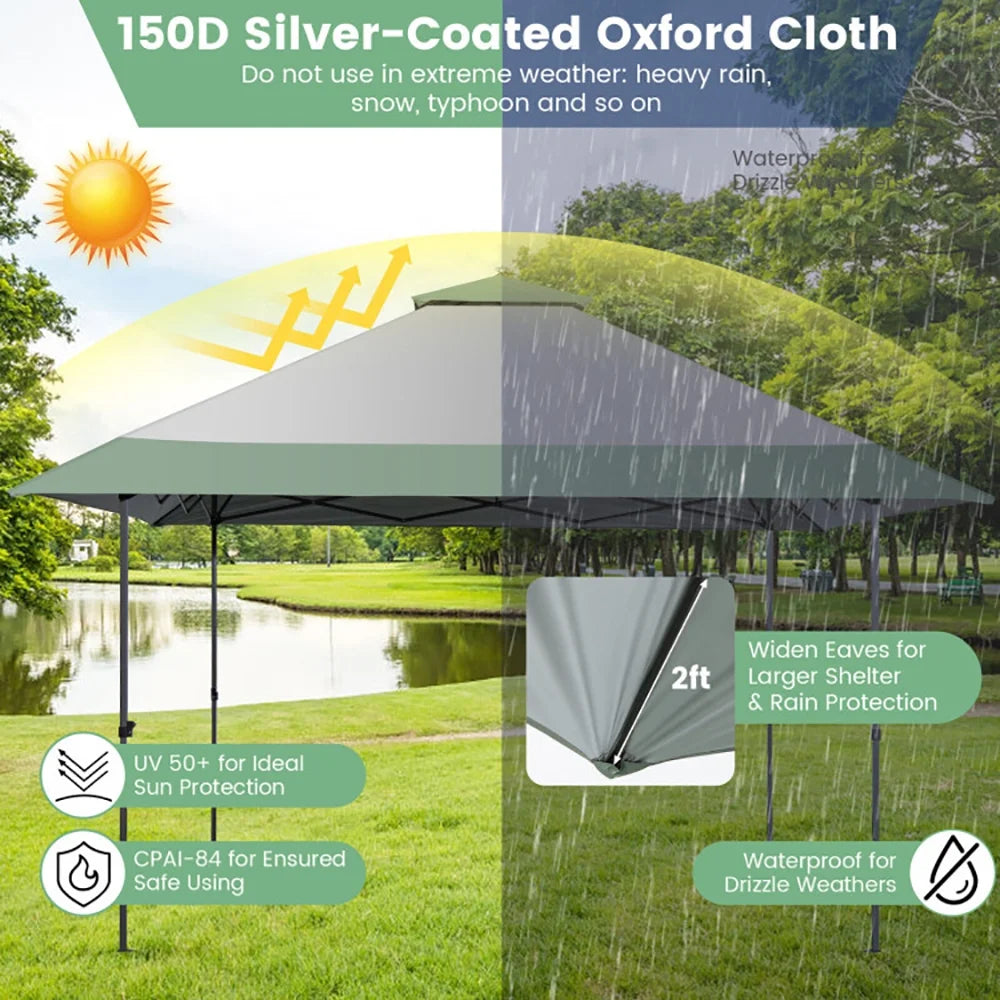 Resenkos 13 x 13 Feet Pop-Up Patio Canopy Tent with Shelter and Wheeled Bag-Gray, Outdoor Gazebo Wedding Party Tent Canopy Tent for Outside Party Waterproof Tent