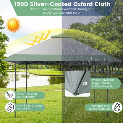 Resenkos 13 x 13 Feet Pop-Up Patio Canopy Tent with Shelter and Wheeled Bag-Gray, Outdoor Gazebo Wedding Party Tent Canopy Tent for Outside Party Waterproof Tent