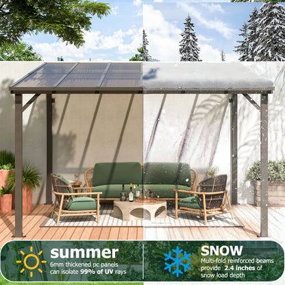 NETAJE 10'x14' Gazebo, Outdoor Wall Mounted Gazebo & Pergola with Aluminum Frame for Patio, Porch and Backyard