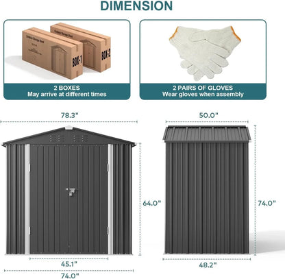 6' x 4' Outdoor Storage Shed with Lockable Door, Aiho Metal Garden Shed, House Storage Sheds Outdoor for Backyard, Garden & Patio Organization - Dark Gray