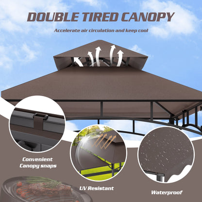 Magic Union 8'X8' Grill Gazebo Canopy - Heavy Duty Steel Frame, Double Tiered Grill Canopy for Outdoor Grill W/Shelves, Ceiling Hooks and Ground Stakes, Patio Canopy Tent BBQ Gazebo for Backyard