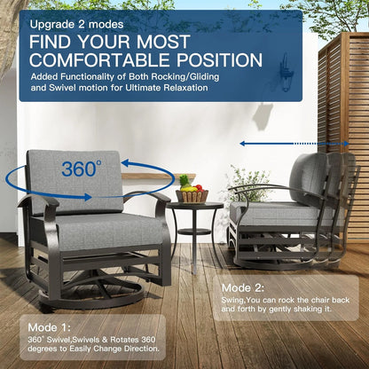 Gotland Aluminum Patio Furniture Set,7 Pieces 10 Seat Metal Outdoor Furniture Conversation Set w/Swivel Chairs,Navy Blue
