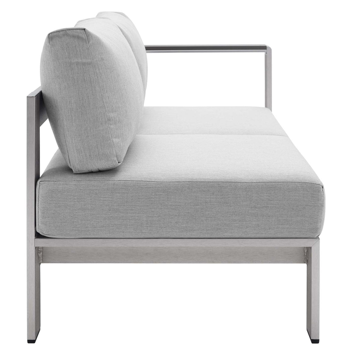 Modway Shore Sunbrella Fabric Outdoor Patio Aluminum 7 Piece Sectional Sofa Set in Silver Gray