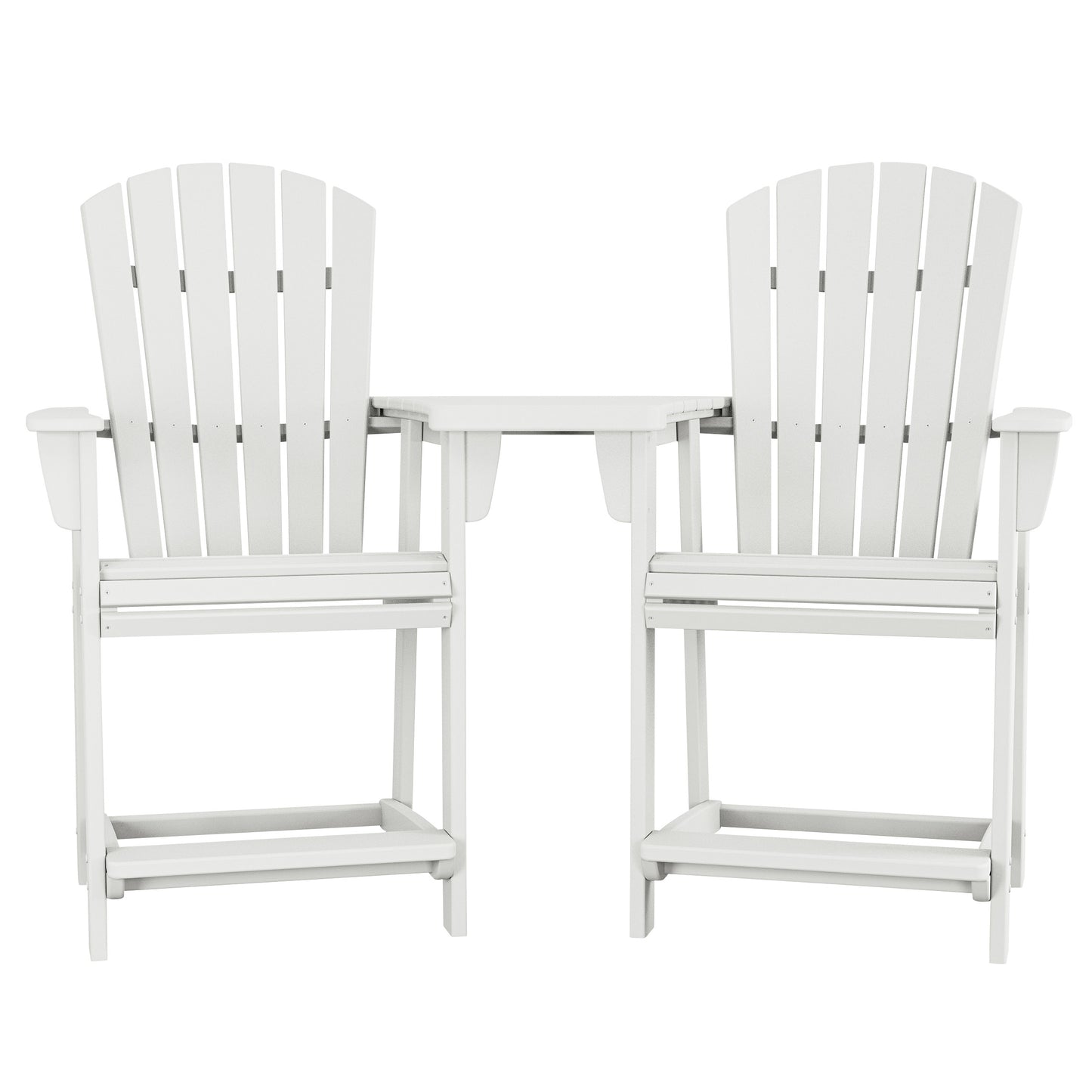 Polywood Portside 3-piece Outdoor Patio Shellback Counter Chair Set with Connecting Table